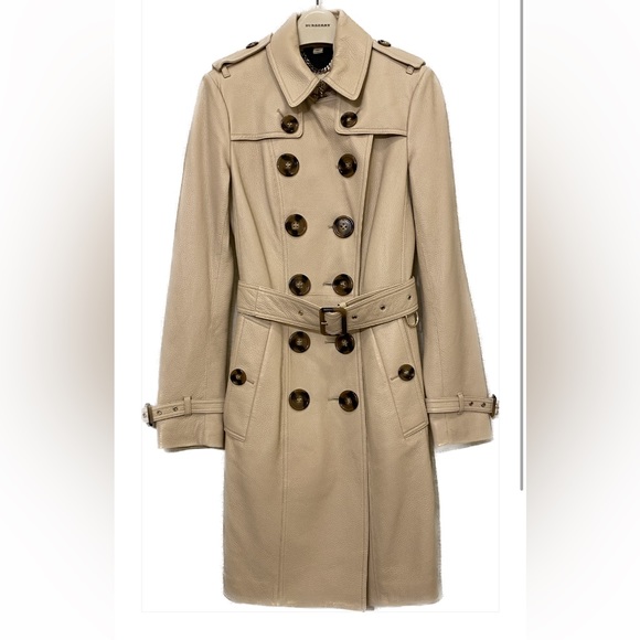 Burberry London beige cream leather trench coat - Picture 2 of 13